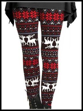 Women's High Waisted Christmas Print Leggings Tummy Control Stretchy Yoga Pants